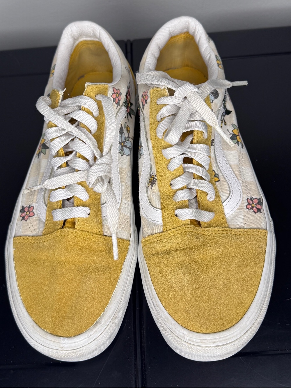 Vans Old Skool Yellow White Floral Lace-Up Sneakers